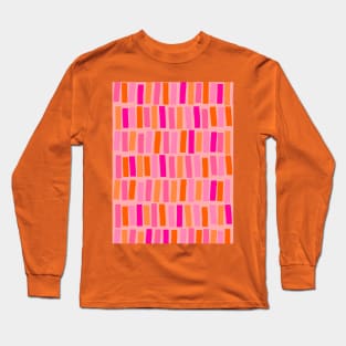 Pink and Orange, Abstract, Lines and Stripes Long Sleeve T-Shirt